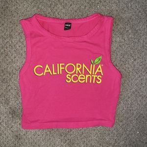 Cute Pink Graphic California Crop Tank Top Shirt